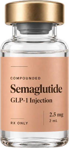 Vial of compounded semaglutide, a once-weekly GLP-1 injection