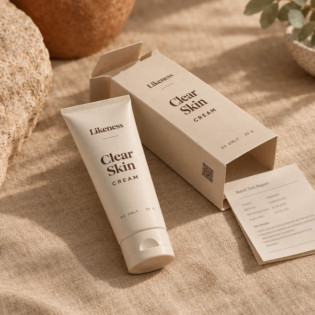Clear Skin Cream with its carton and batch test report